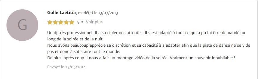 avis des mariés sur animation lithium